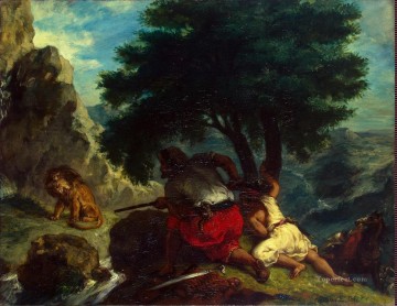  eugene - Delacroix Eugene Löwe Jagd in Marokko